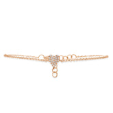 0.05ct 14k Rose Gold Diamond Pave Heart Bracelet